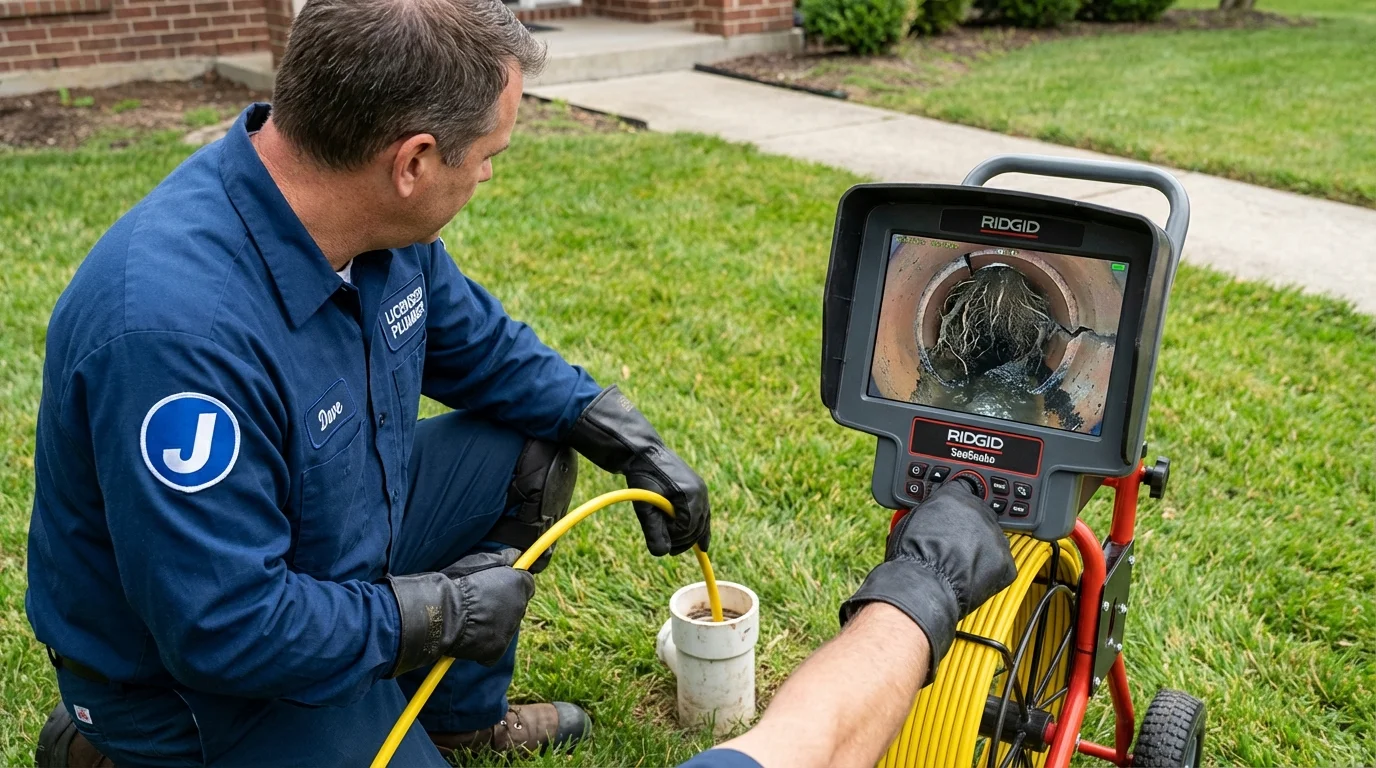 Sewer camera inspection being performed by Johns Plumbing LLC in Hebron